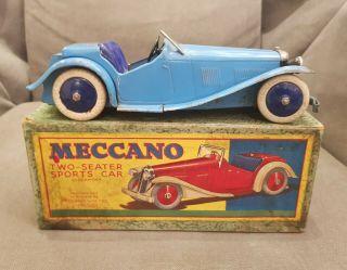 Meccano Non - Constructor Sports Car W/orig.  Box,  England,  1936 - Rare Blue Colour