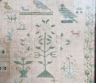 1737 Embroidery Cross Stitch Sampler Needlework Antique.  280 Years Old 10