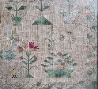 1737 Embroidery Cross Stitch Sampler Needlework Antique.  280 Years Old 11