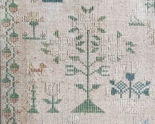 1737 Embroidery Cross Stitch Sampler Needlework Antique.  280 Years Old 4
