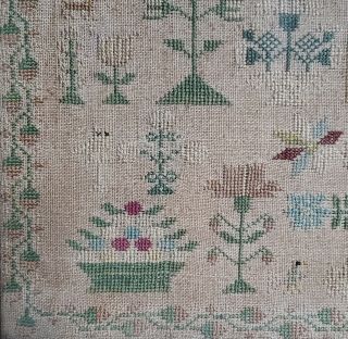 1737 Embroidery Cross Stitch Sampler Needlework Antique.  280 Years Old 5