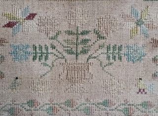 1737 Embroidery Cross Stitch Sampler Needlework Antique.  280 Years Old 8