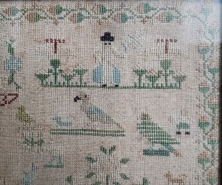 1737 Embroidery Cross Stitch Sampler Needlework Antique.  280 Years Old 9