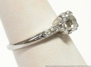 0.  90ct Old European Cut Diamond Center Platinum Ring Antique 1ctw Engagement Sz5 10