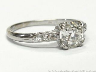 0.  90ct Old European Cut Diamond Center Platinum Ring Antique 1ctw Engagement Sz5 4