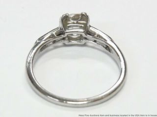 0.  90ct Old European Cut Diamond Center Platinum Ring Antique 1ctw Engagement Sz5 5