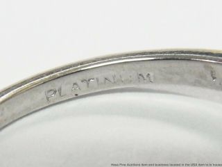 0.  90ct Old European Cut Diamond Center Platinum Ring Antique 1ctw Engagement Sz5 6