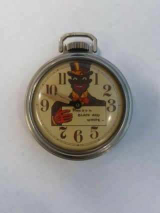 Vintage Black Americana Pocket Watch With Very Unusual Dial.  Needs Attention.