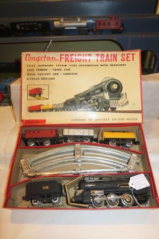 Cragstan 5 Piece Freight Train Set - Bat Op - Vintage 