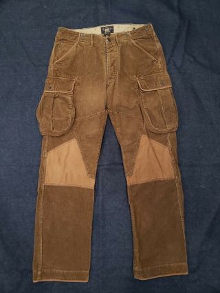 Rrl Ralph Lauren Corduroy Cargo Pants 33x30 Vintage 40s Inspired Hunting Aviator