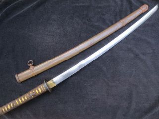 Very Rare Ww2 Japanese Shin Gunto Katana Sword And Scabbard Signed Tang