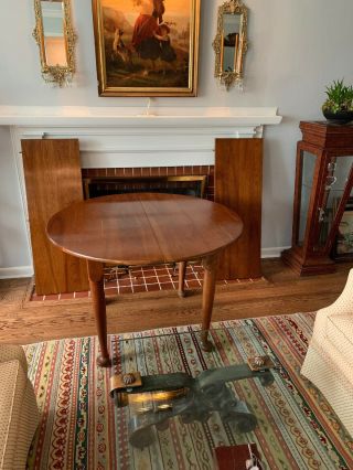 Stickley 44 Inch Cherry Dining Table W/two 15 Inch Leaves/inserts (exc)