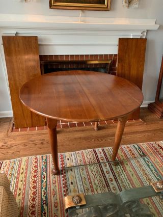 Stickley 44 Inch Cherry Dining Table w/Two 15 Inch Leaves/Inserts (EXC) 2