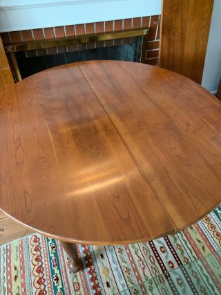 Stickley 44 Inch Cherry Dining Table w/Two 15 Inch Leaves/Inserts (EXC) 3