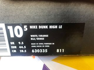 1998 Nike Dunk High LE White/Orange 10.  5 Vintage Co.  jp Rare 2