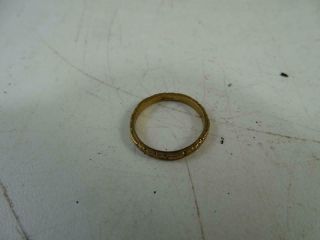 Antique 14k Solid Yellow Gold Wedding Band Ring Ladies Flower Etched Vtg 1.  5g