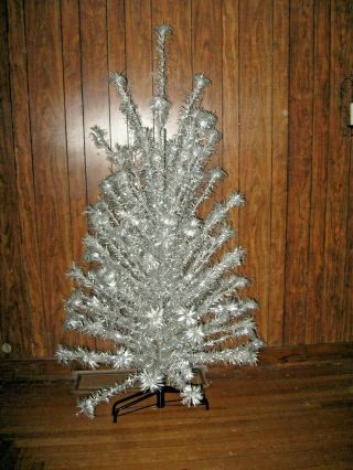 Vintage Aluminum Christmas Tree,  6 1/2 Foot - 110 Pom Pom Branches,  No Box