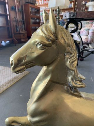 Vintage Large Mid - Century Brass Standing Horse Statue/Figurine 28” L X 23 3/8 H 2