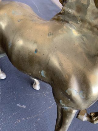 Vintage Large Mid - Century Brass Standing Horse Statue/Figurine 28” L X 23 3/8 H 3