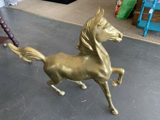 Vintage Large Mid - Century Brass Standing Horse Statue/Figurine 28” L X 23 3/8 H 4