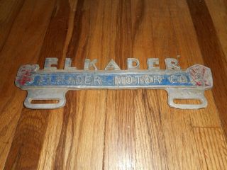 Vintage Elkader Iowa Ia Motor Co Gas Oil Advertising License Plate Topper Sign