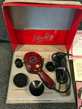 Vintage Vibra King Actavator Massager/vibrator W/ 4 Tips Rare Box