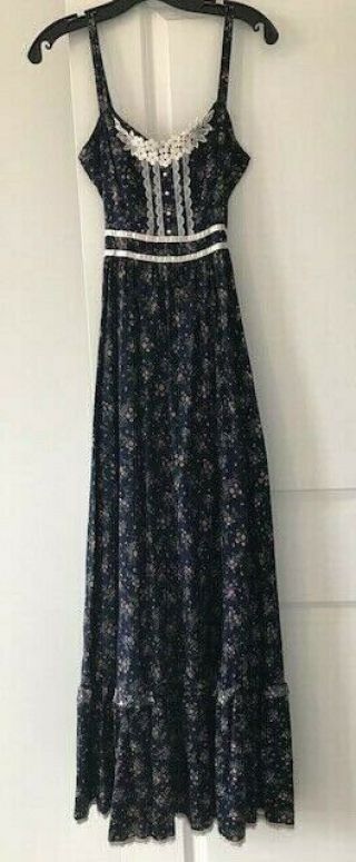 VINTAGE 80s GUNNE SAX Floral Prairie Boho Maxi Sun Dress Size 9 5