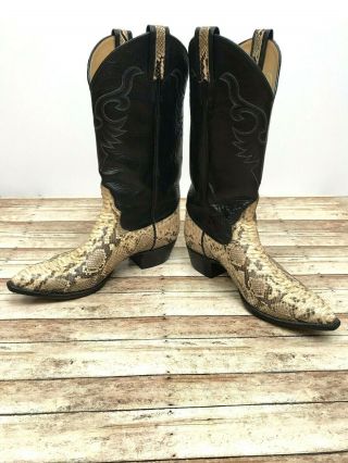 Vtg Larry Mahan Womens Cowboy Boots Python Snake Western Made In Texas Size 8