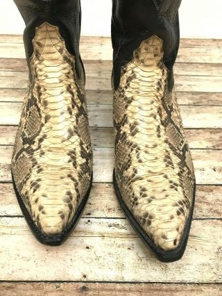 VTG Larry Mahan Womens Cowboy Boots Python Snake Western Made in Texas Size 8 2