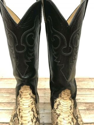 VTG Larry Mahan Womens Cowboy Boots Python Snake Western Made in Texas Size 8 3
