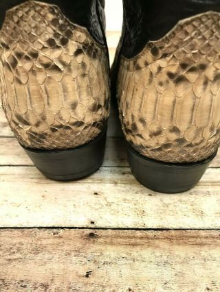 VTG Larry Mahan Womens Cowboy Boots Python Snake Western Made in Texas Size 8 5