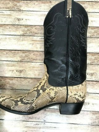VTG Larry Mahan Womens Cowboy Boots Python Snake Western Made in Texas Size 8 6
