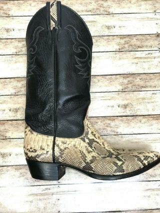 VTG Larry Mahan Womens Cowboy Boots Python Snake Western Made in Texas Size 8 7