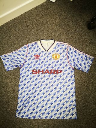 Manchester United 1990 - 92 Away Adidas Vintage Football Shirt Medium 38” - 40”