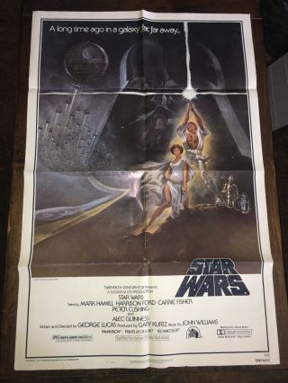 Vintage Star Wars Movie Poster 1977 Hope 27”x41”