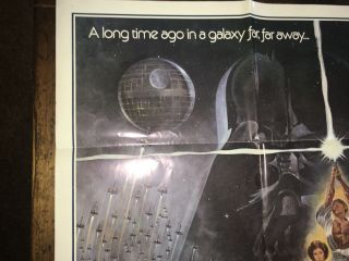 Vintage Star Wars Movie Poster 1977 Hope 27”x41” 6