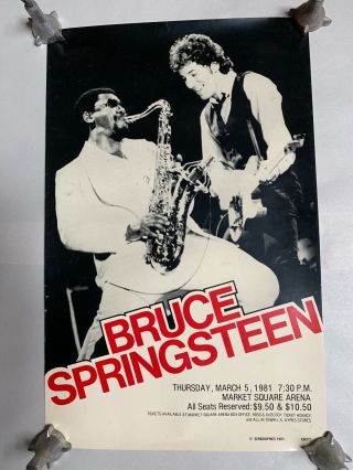 Vtg 1981 Serigrahics Bruce Springsteen Market Square Arena Concert Poster (a10)