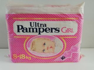 Vintage Pampers Ultra 16 Maxi Diapers For Girls 8 - 18kg / 15 - 40lbs