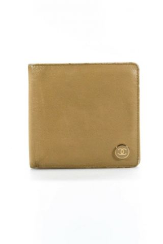 Chanel Womens Vintage Cc Leather Flap Card Wallet Tan