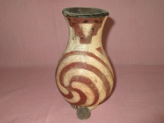 Ancient African Pre Columbian Pottery Redware Earthenware Polychrome Pot Vase 7 "