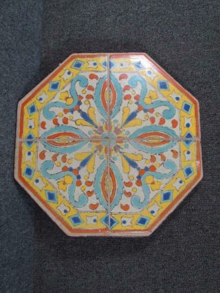 Antique California Art Pottery Tile Top For A Wrought Iron Table Base