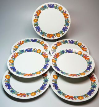 7 Vintage Villeroy & Boch China Acapulco Dinner Plates Mixed Back Stamps