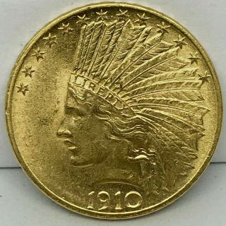 1910 $10 Indian Head Eagle Gold Coin BU UNCIRCULATED RARE COIN. 4