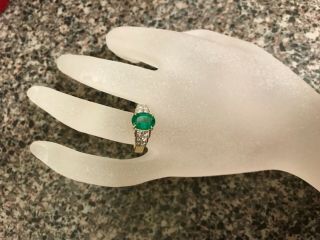 VINTAGE 3.  25 CTW NATURAL COLOMBIAN EMERALD & DIAMOND 18K GOLD RING 3
