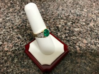 VINTAGE 3.  25 CTW NATURAL COLOMBIAN EMERALD & DIAMOND 18K GOLD RING 4