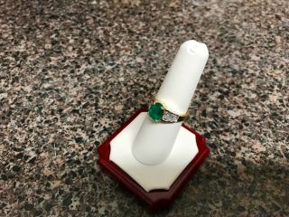 VINTAGE 3.  25 CTW NATURAL COLOMBIAN EMERALD & DIAMOND 18K GOLD RING 5