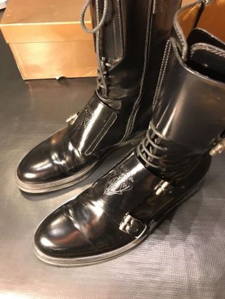Gucci Leather Gothic Biker Boots Worn Once Size 45 Us 12 Rare Gg 100 Authentic