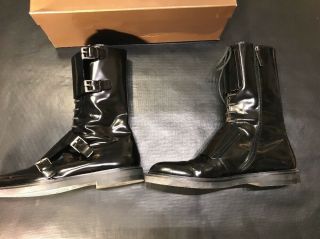 GUCCI LEATHER GOTHIC BIKER BOOTS WORN ONCE SIZE 45 US 12 RARE GG 100 AUTHENTIC 9