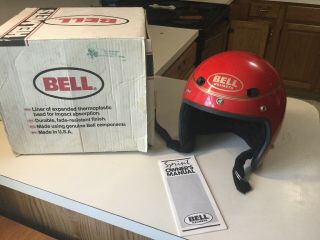 Vintage Bell Spirit Cherry Red Helmet With Box.  Size 7 7/8.  With Shield