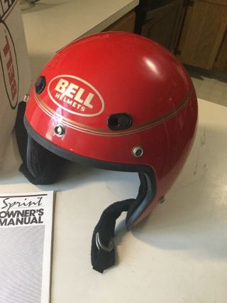 Vintage Bell Spirit Cherry Red Helmet With Box.  Size 7 7/8.  With Shield 2